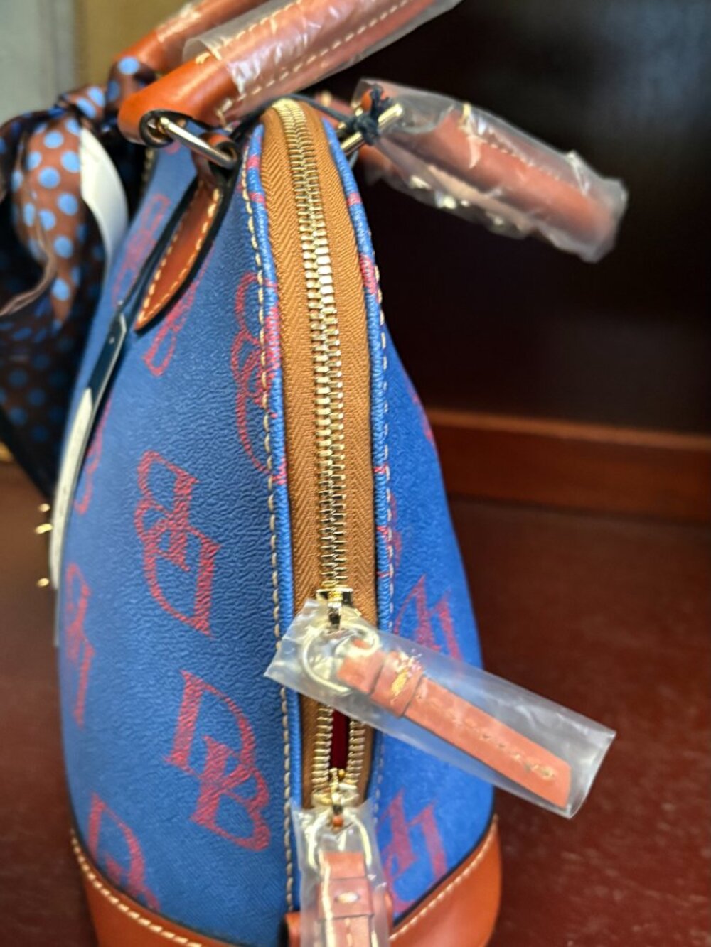 Dooney & Bourke Zip Zip Satchel • Blue DB Monogram • NWT • Exclusive • MSRP $298 - Picture 7 of 13
